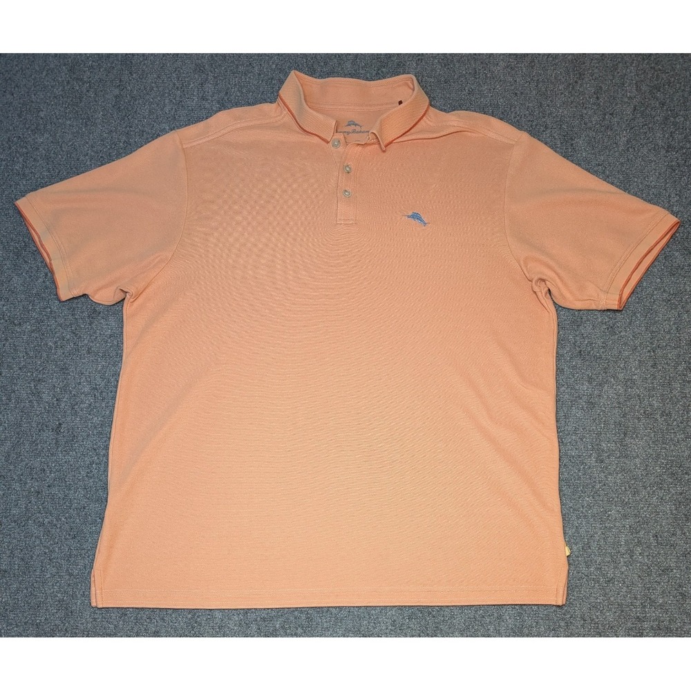 TOMMY BAHAMA ISLAND ZONE SUPIMA‎ POLO SHIRT MEN'S SIZE XL Peach/ Light Salmon